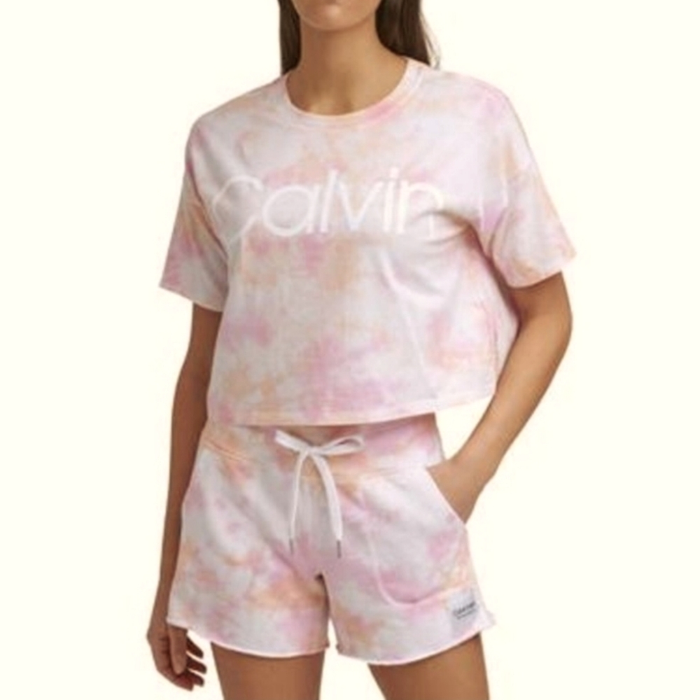 Calvin Klein Women's Performance Cropped Tie-Dye Top sz Large